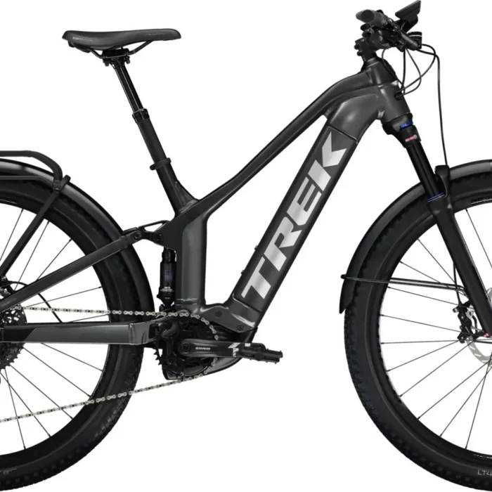 VTT Électrique Tout-Suspendu Trek Powerfly FS 9 EQ Sram GX Eagle AXS 12V 625 Wh 27.5'' Gris Lithium / Noir Gén 3