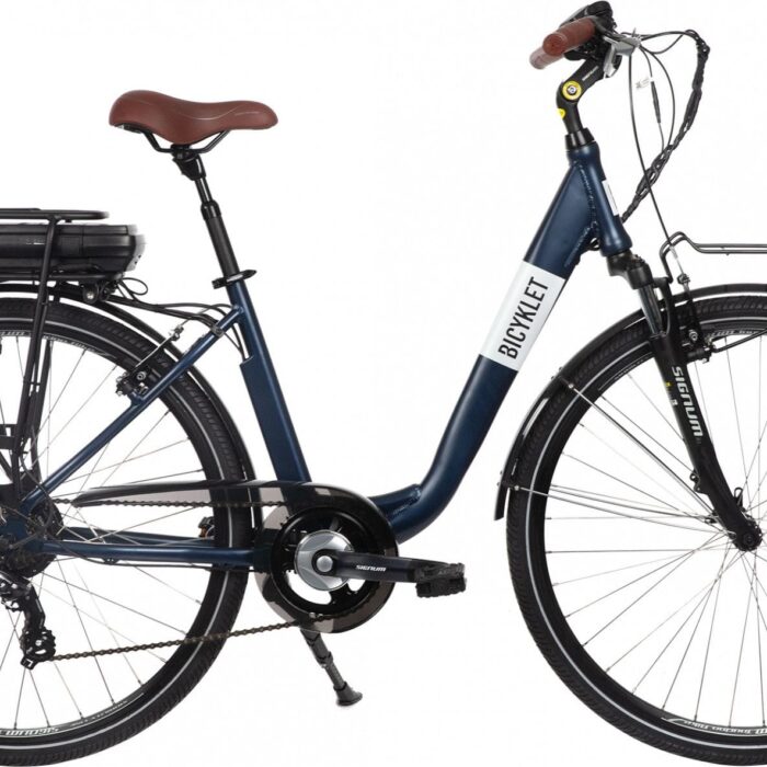 Vélo de Ville Électrique Mixte Bicyklet Claude Shimano Tourney 7V 500 Wh 700 mm Bleu Nuit Mat Marron Vélo de Ville Électrique Mixte Bicyklet Claude Shimano Tourney 7V 500 Wh 700 mm Bleu Nuit Mat Marron