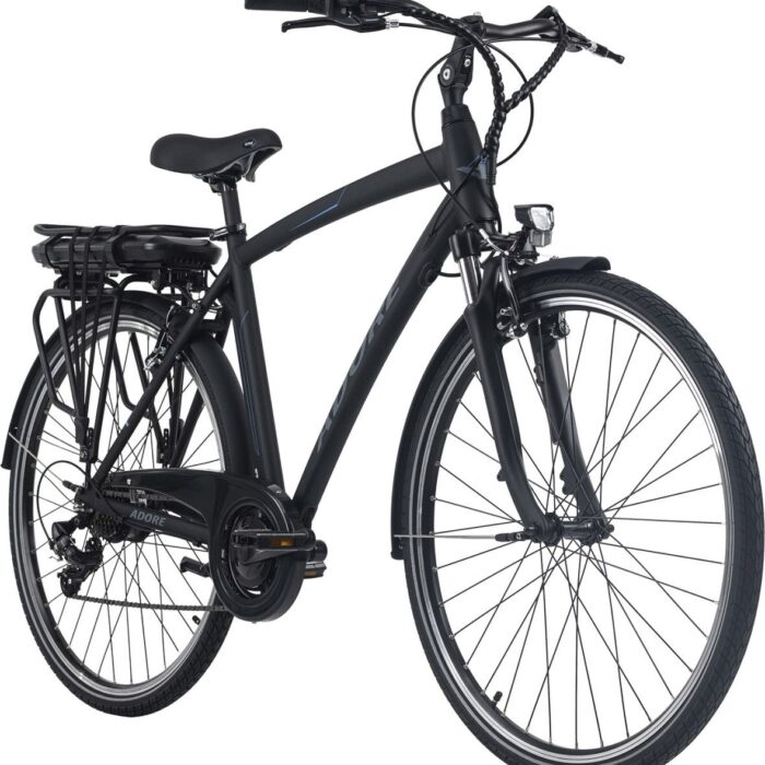 Vélo électrique homme aluminium Adore Versailles 28 E-Bike noir 250 Watt Li-Ion 36 V10 4 Ah 7 vitesses7