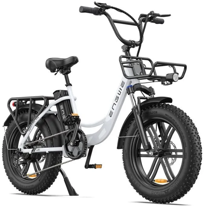 velo electrique ENGWE L20 20 Pouces Autonomie 140km Moteur 250W 39km h Amortisseur avant fat bike de ville Batterie 48V13Ah blanc