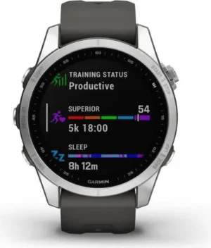 Montre GPS connectée - GARMIN - Fenix 7S - Argent avec bracelet gris