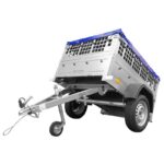 Petite remorque Garden Trailer 150 KIPP [avec bâche plate grise, roue jockey, Tige de support bâche]