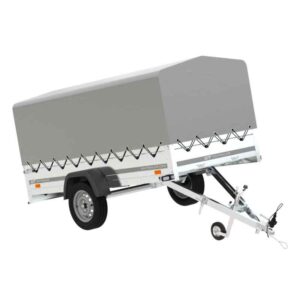 Remorque double essieux Unitrailer 264/2 KIPP avec roue jockey, arceau et bâche grise