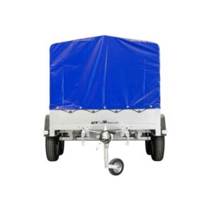 Remorque de jardin Unitrailer 264/2 KIPP avec roue jockey, arceau et bâche bleu