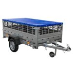 Remorque sans frein UNITRAILER 230x125 avec bâche plate bleue, ridelles grillagées et roue jockey - Garden Trailer 230 KIPP